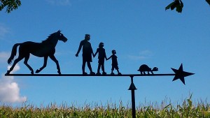 La famille, le cheval et la tortue